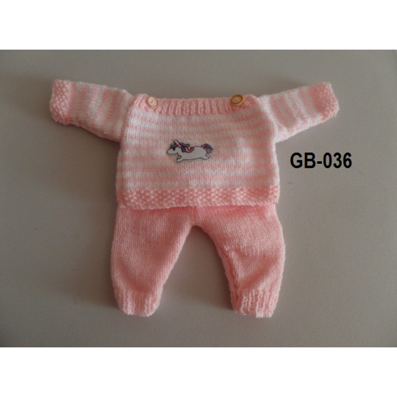 Trui met broek, rose met unicorn 